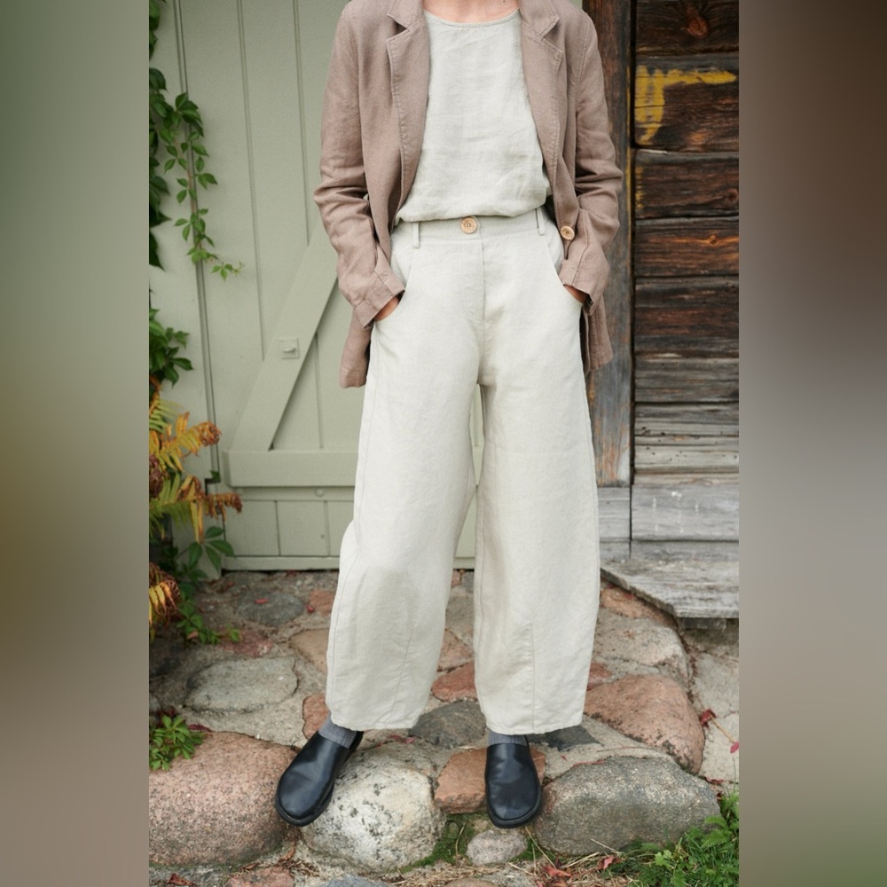 Linenfox Cream Wide Leg Pants